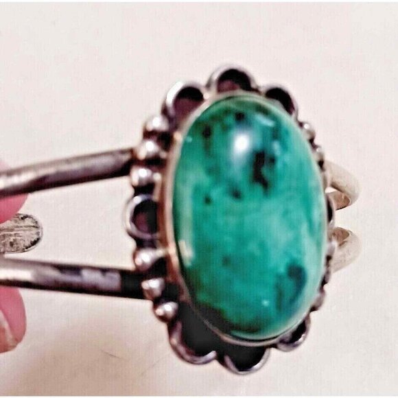 Native American Navajo Turquoise Cuff Sterling Silver 1130 - Picture 2 of 7